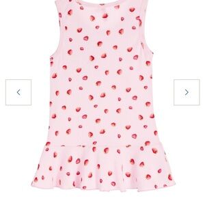 Pink Strawberry Print Ruffle Hem Dress